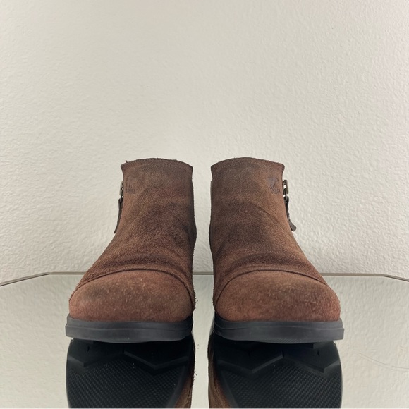 SOREL Dark Brown Full Grain Suede Leather Side Zipper Major Low Ankle Booties - Picture 9 of 13